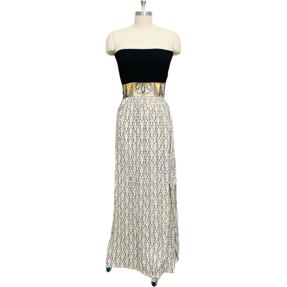 Skemo Black Strapless Beaded Jaipur Maxi Dress Size XS